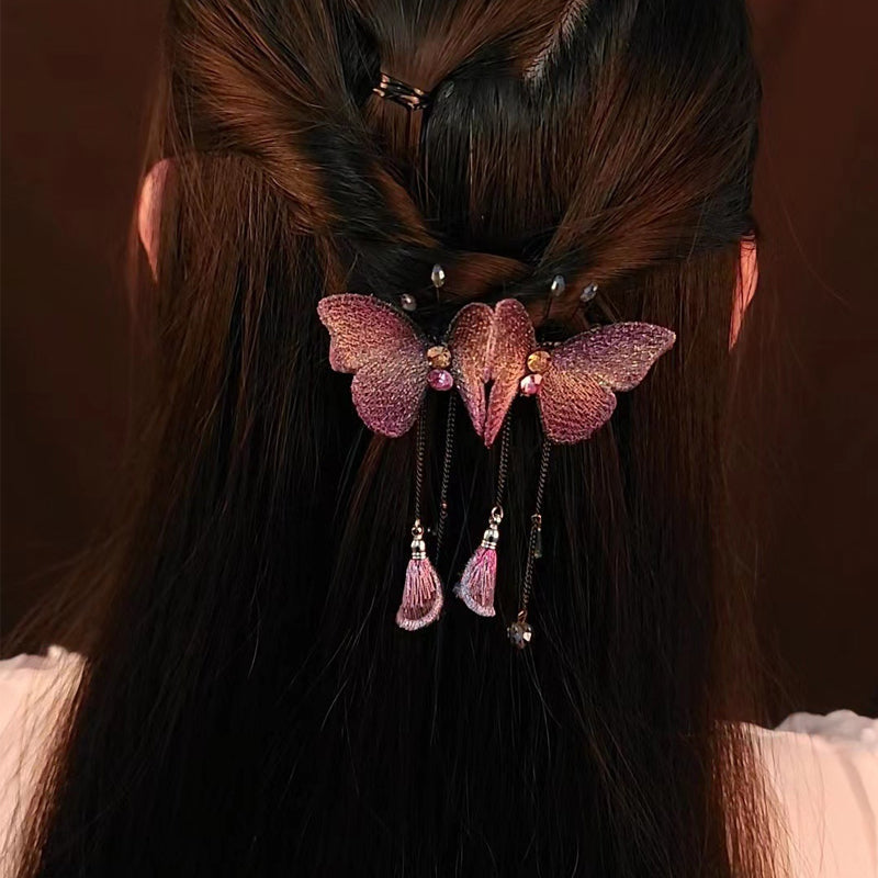 Verträumte Schmetterling Haarspange mit Fransen