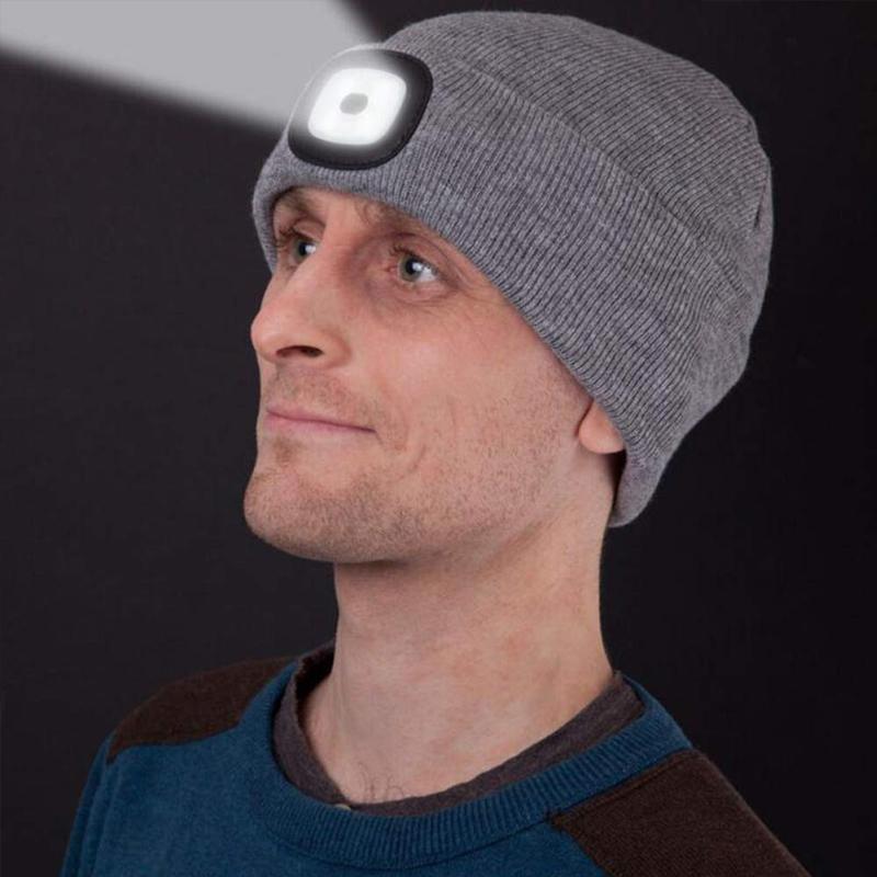 Engeliebe Abziehbar LED Stirnlampe Beanie Mütze