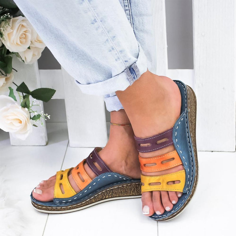 Damen-modische-drei-Farbe-Nähen-Sandale