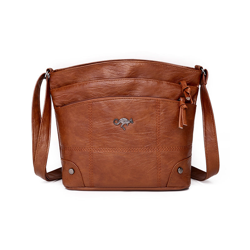 Umhängetasche mit mehreren Taschen aus weichem Leder