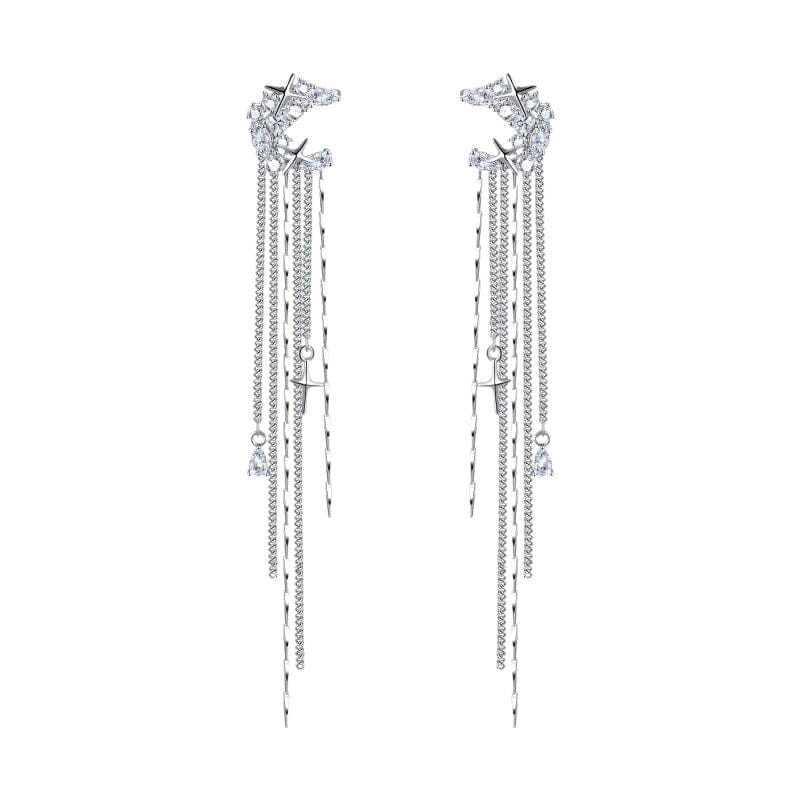 Zirkon Sterne C-Form Quasten Ohrclips